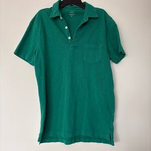 J. Crew Emerald Green Short-Sleeve Polo with Chest Pocket